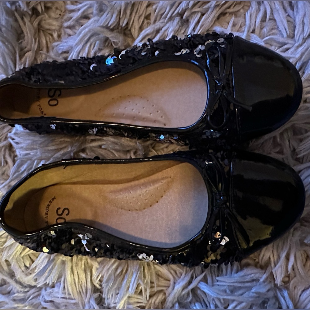 Black and Pewter Sequin Flats